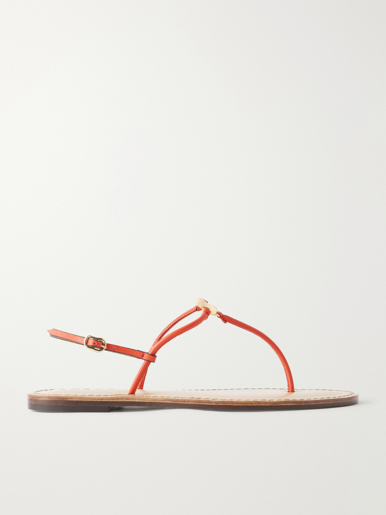 Amanu The Naivasha Embellished Leather Sandals In Orange