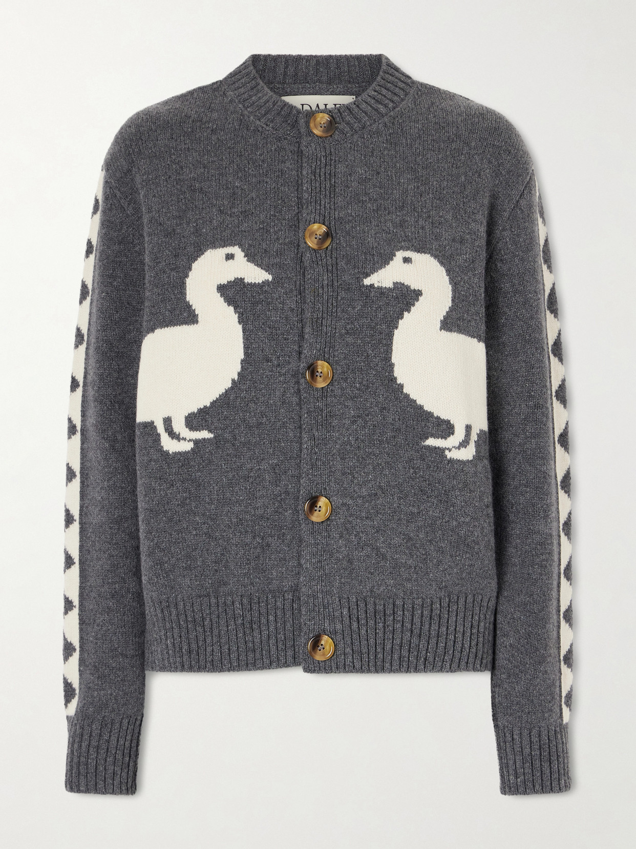 S.s. Daley Intarsia Wool Cardigan In Gray