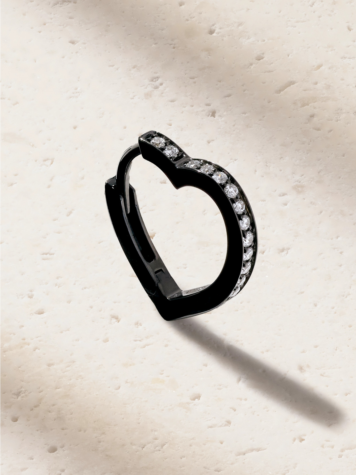 Repossi - Antifer Heart Small 18-karat Black Gold Diamond Single Earring - One size