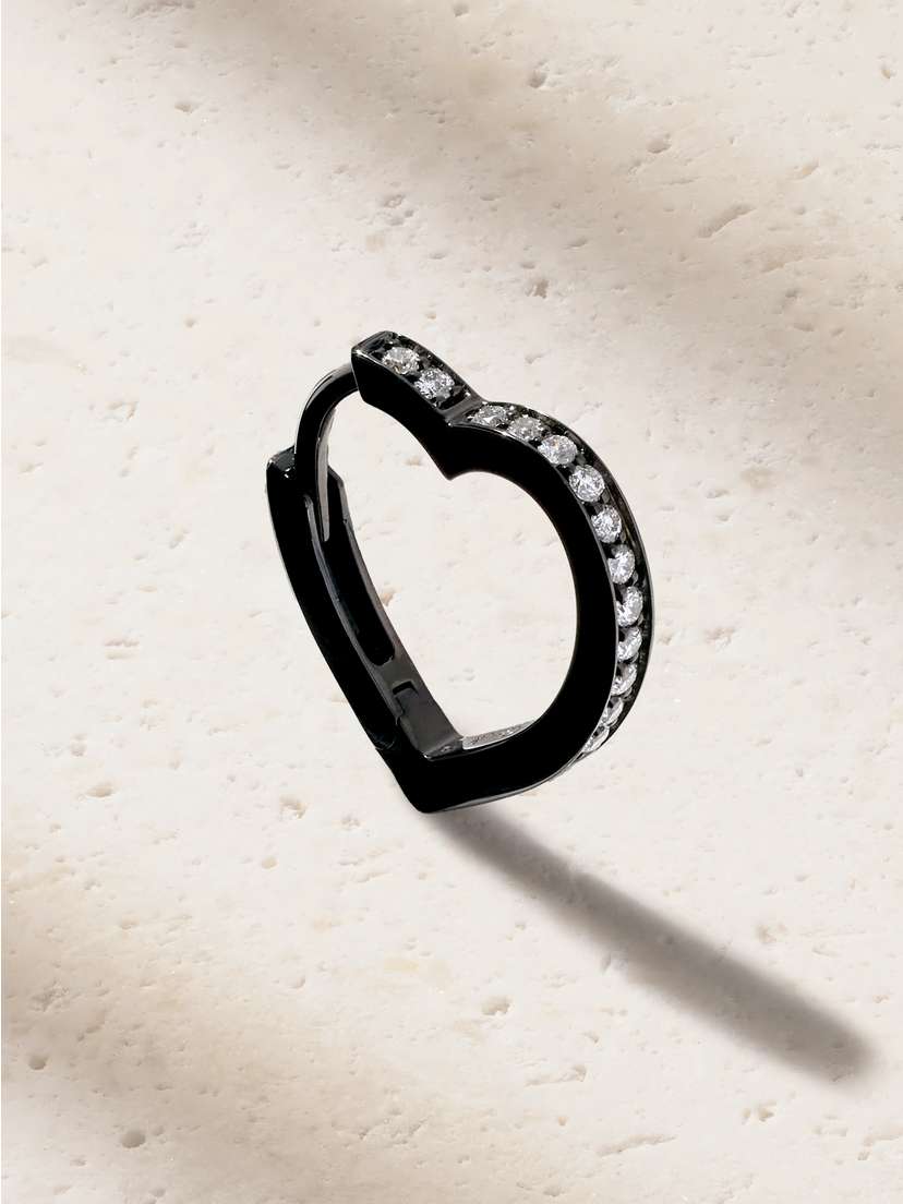 Repossi Antifer Heart Small 18-karat Black Gold Diamond Single Earring