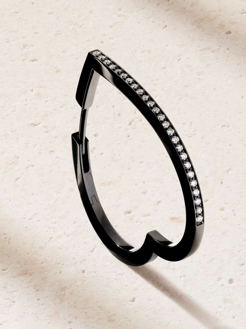 Repossi Antifer Heart Large 18-karat Black Gold Diamond Single Earring