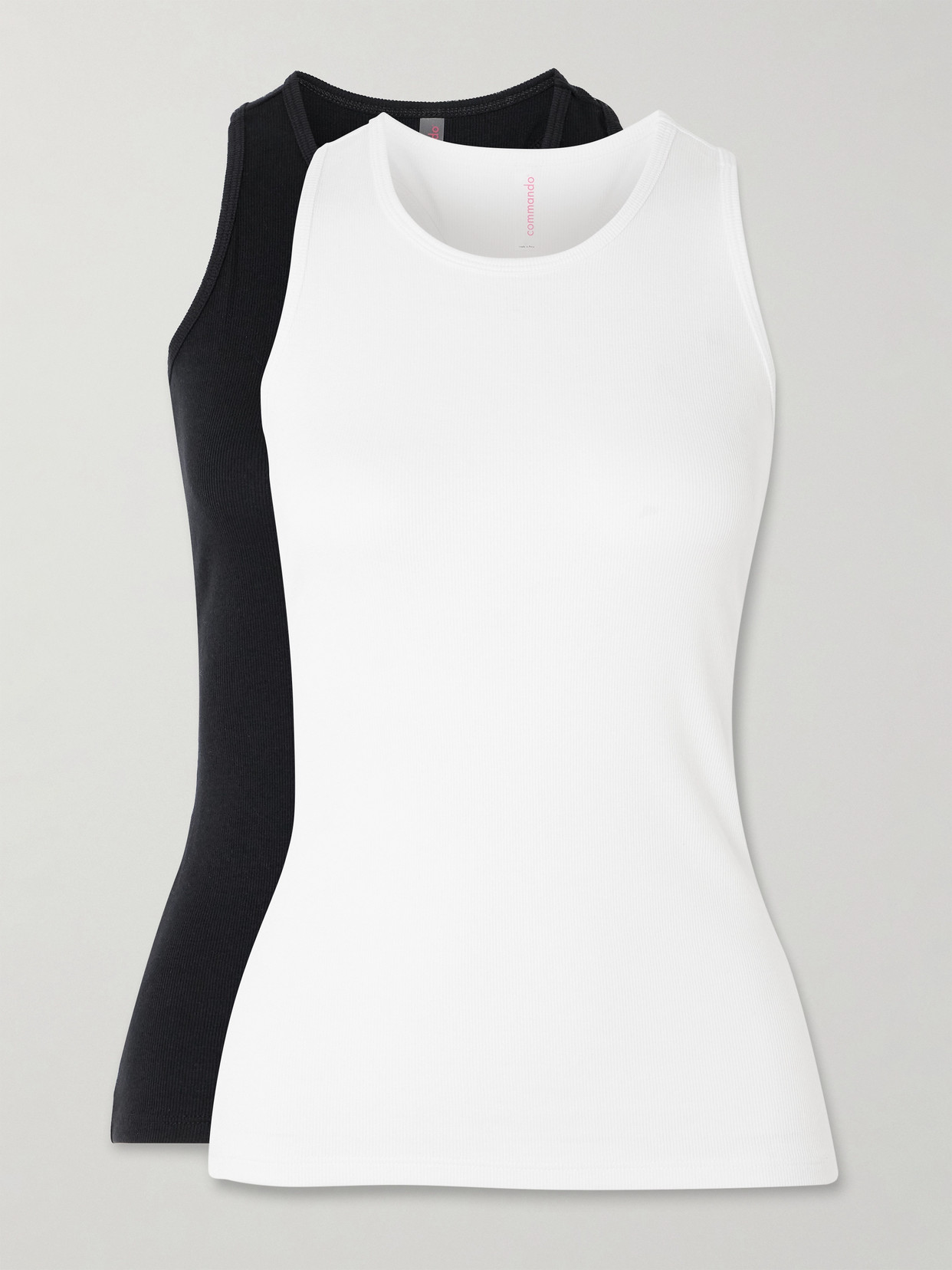 Commando Set Of Two Ribbed Stretch-jersey Tanks In White