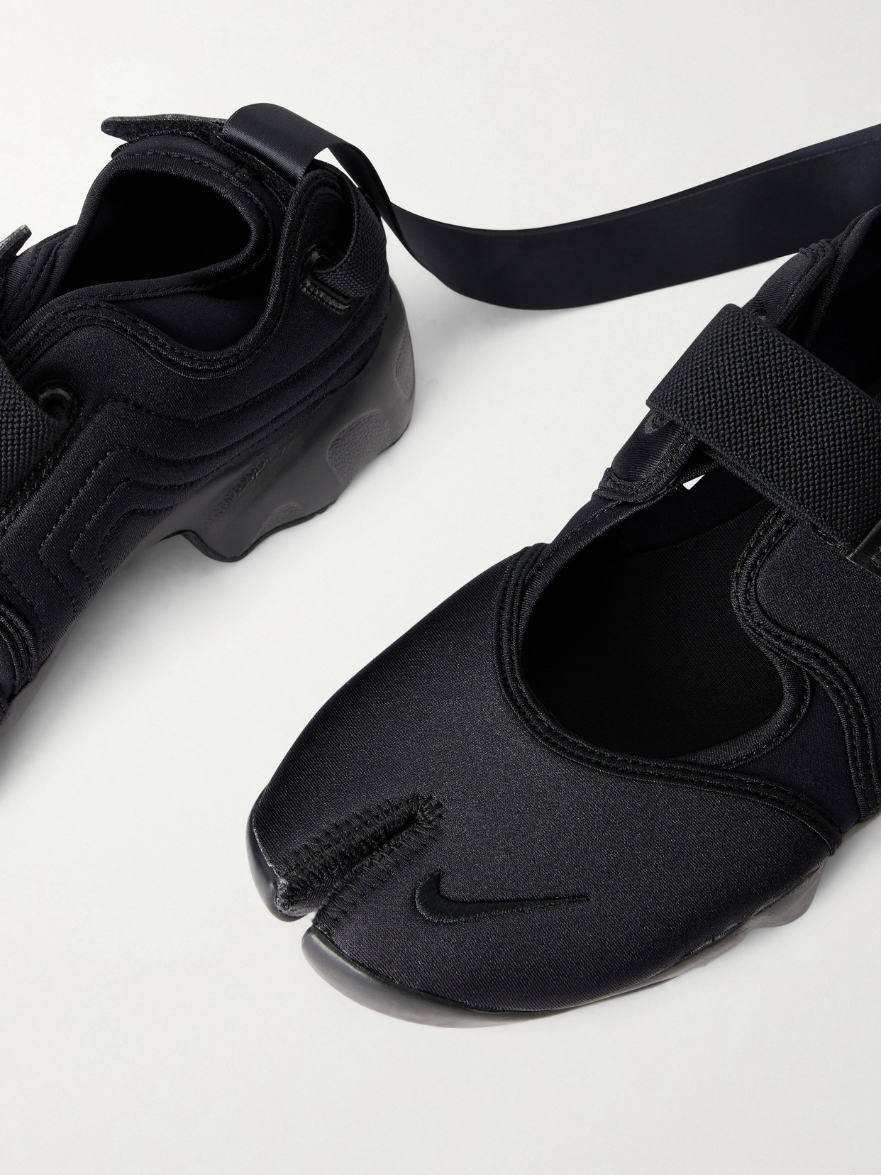 Air Rift Satin-Trimmed Mesh Split-Toe Sneakers