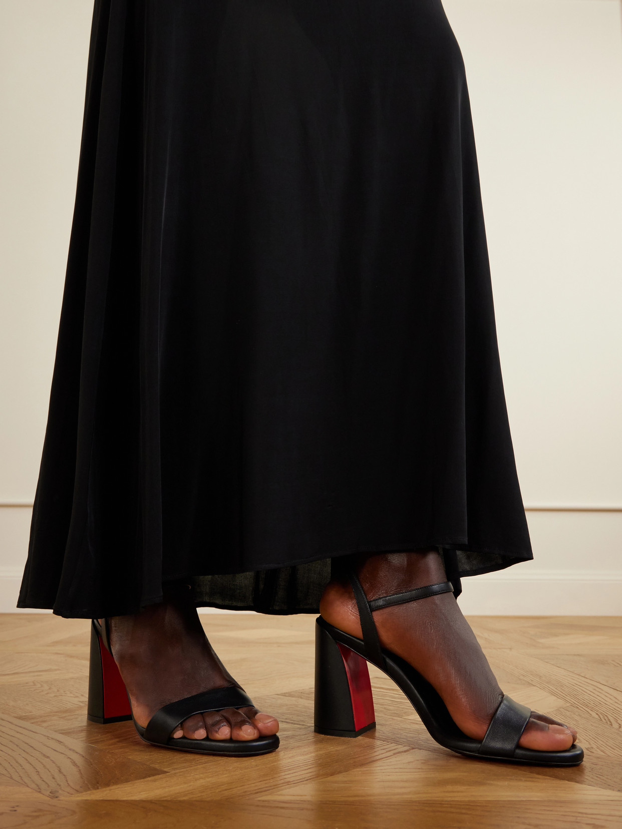 Christian Louboutin Miss Jane Nappa Leather Heeled Sandals 85 In Black