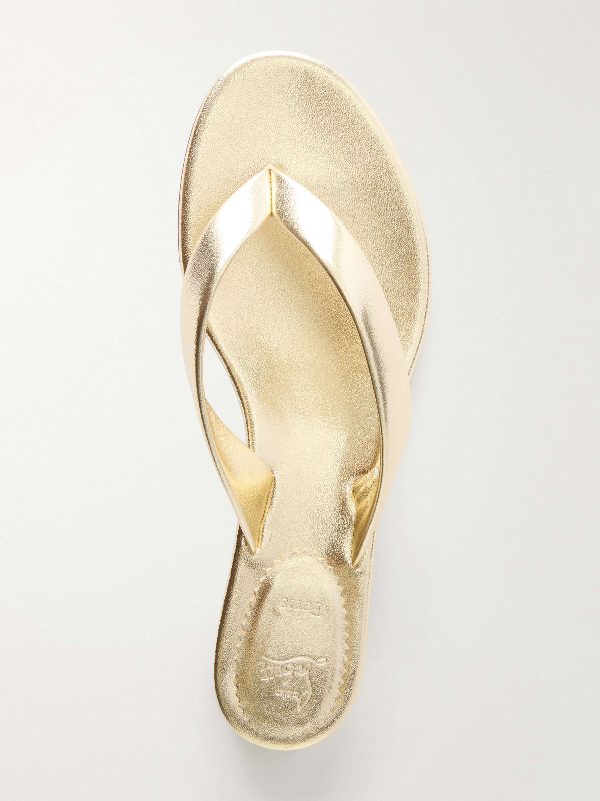 Christian Louboutin フラットシューズ ゴールド CHRISTIAN LOUBOUTIN Miss Z metallic leather thong sandals | NET-A