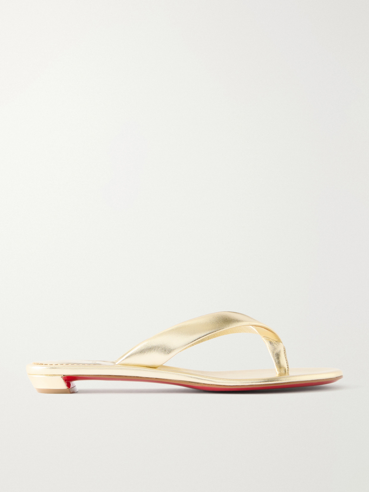 Christian Louboutin Miss Z Metallic Leather Thong Sandals In Gold