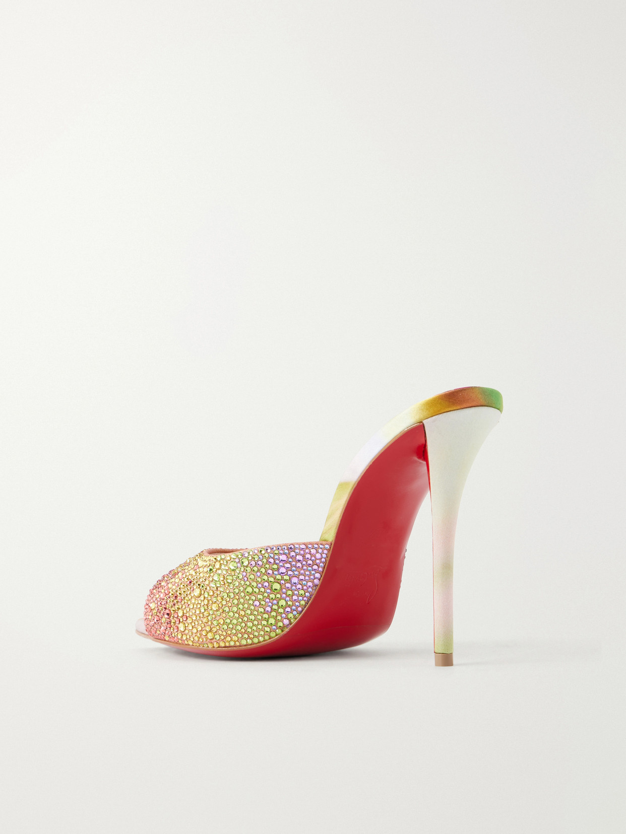 Christian Louboutin Miss Z 100 Crystal-embellished Satin Mules In Multi