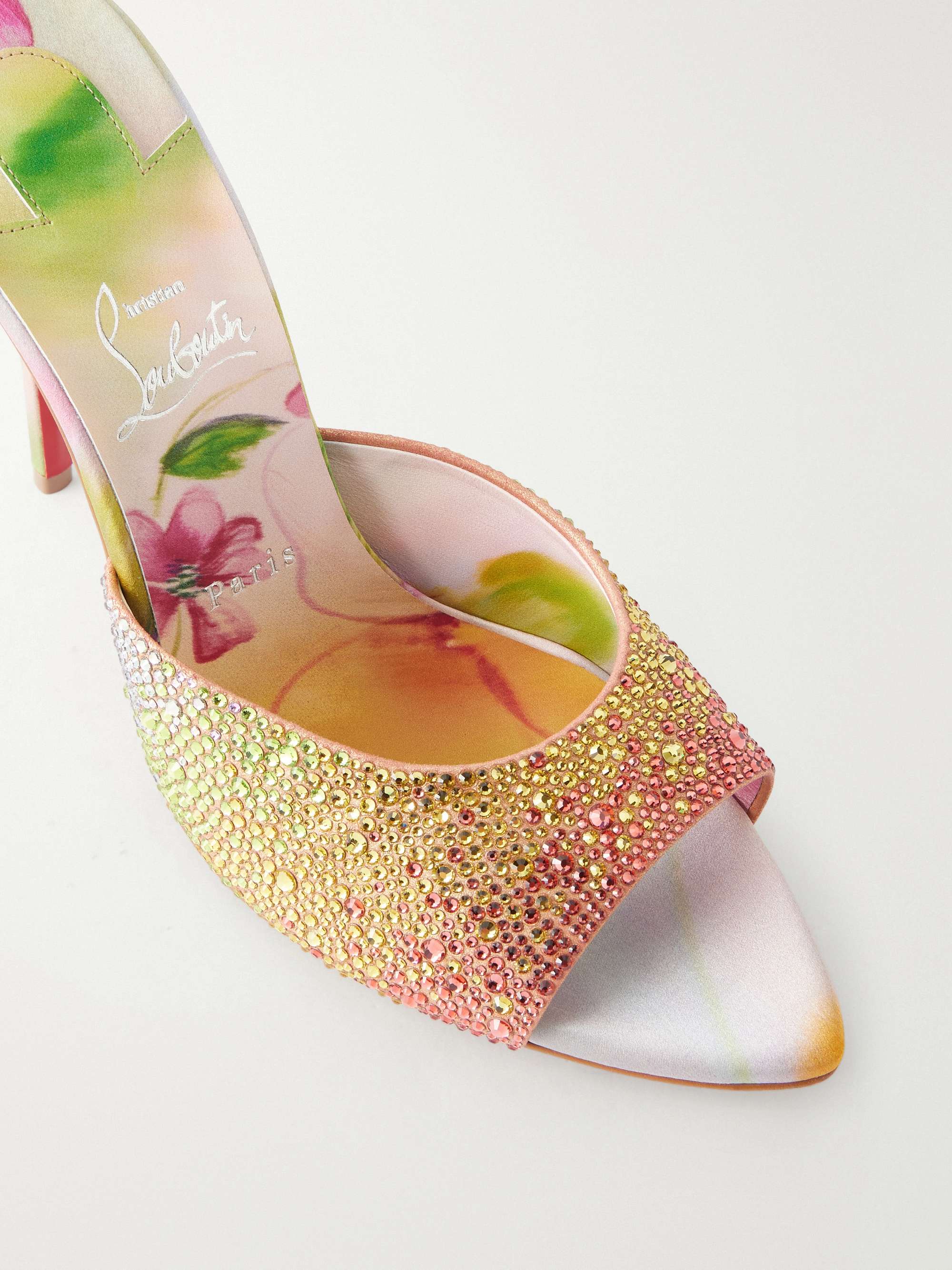 CHRISTIAN LOUBOUTIN Miss Z 100 crystal-embellished satin mules