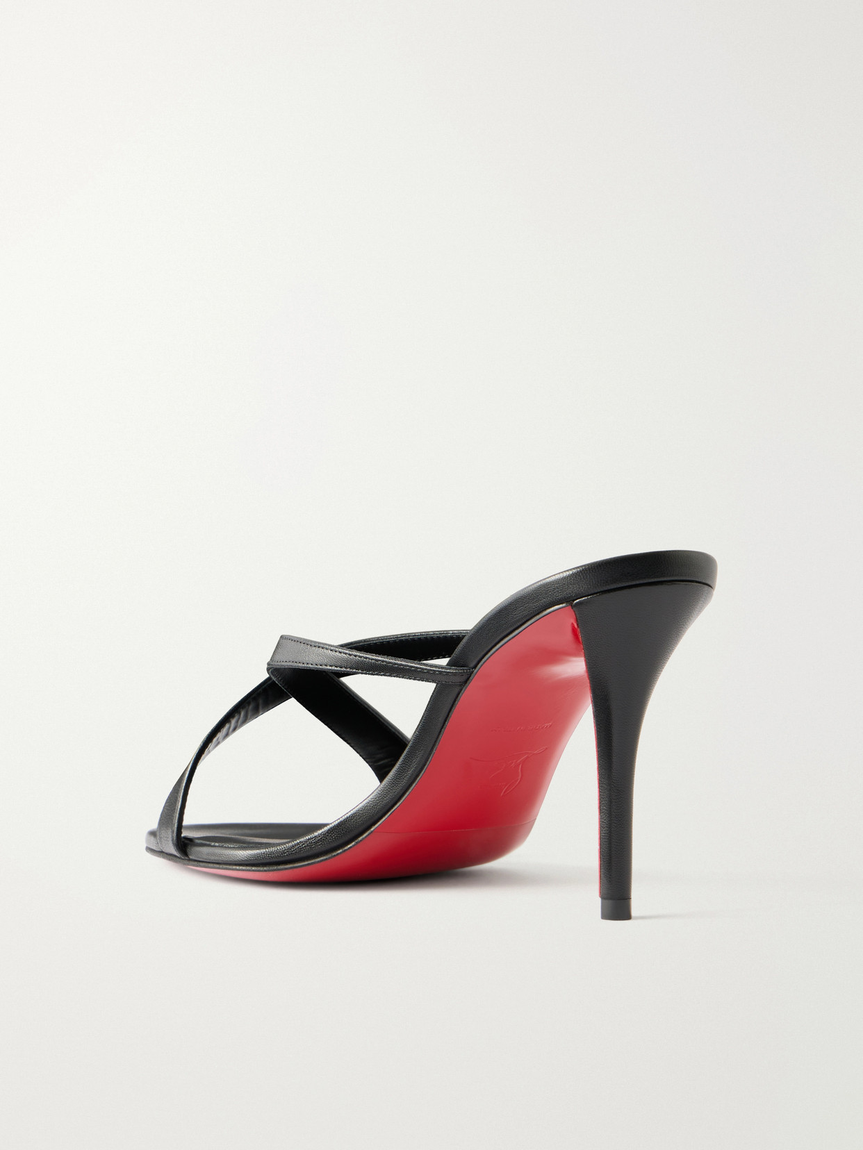 Christian Louboutin Mulazee Leather Mules Crossover Straps Stiletto Heel In Black