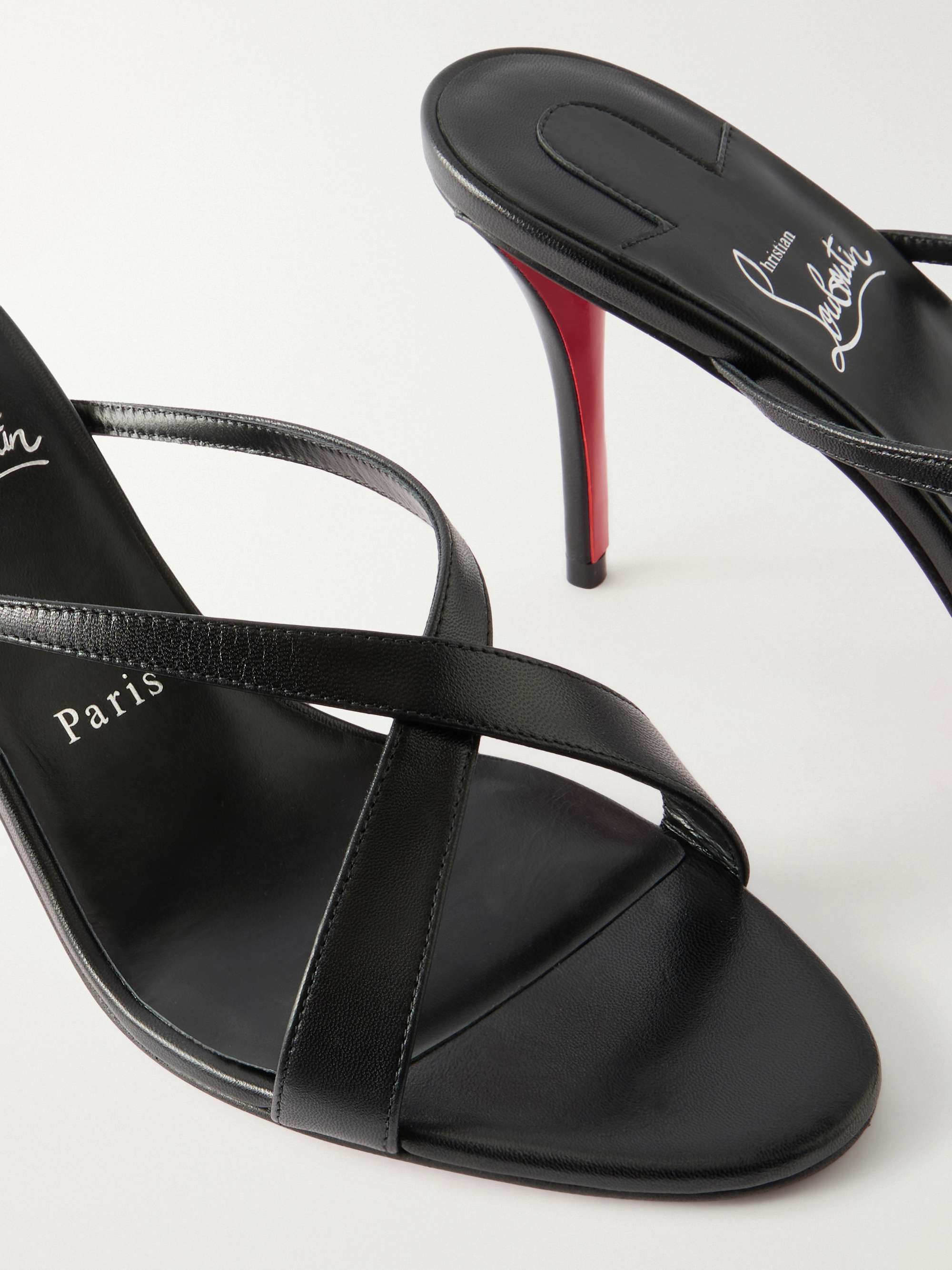 CHRISTIAN LOUBOUTIN Mulazee Cross 80 leather mules | NET-A-PORTER