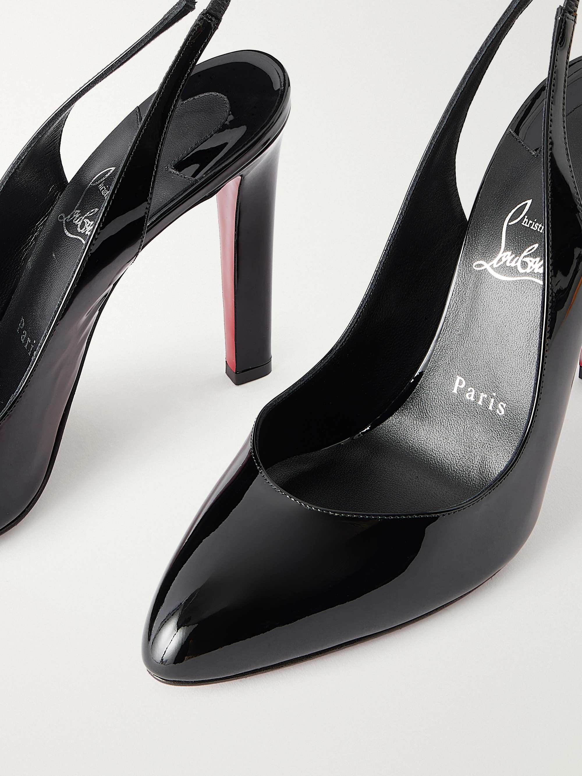 CHRISTIAN LOUBOUTIN Fannylove 100 patent-leather slingback pumps