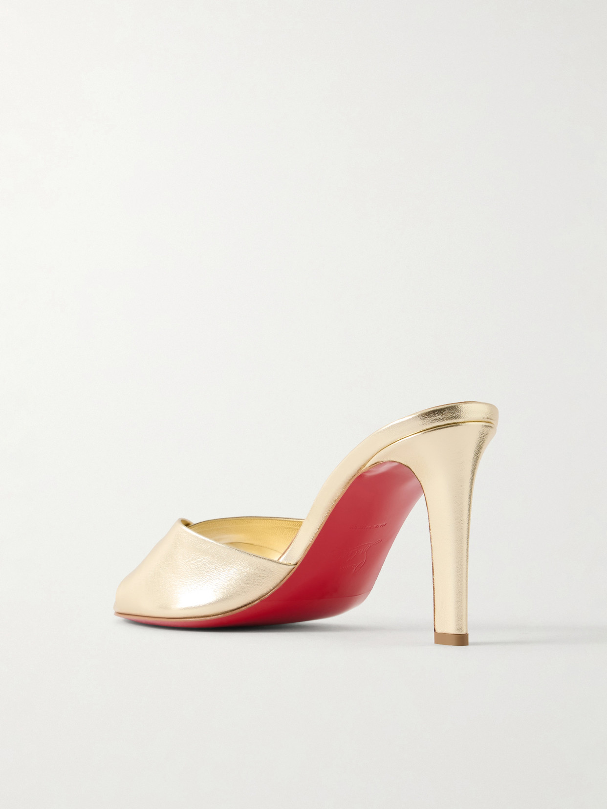 Christian Louboutin 85mm Fanny Metallic Leather Slide Sandals In Gold