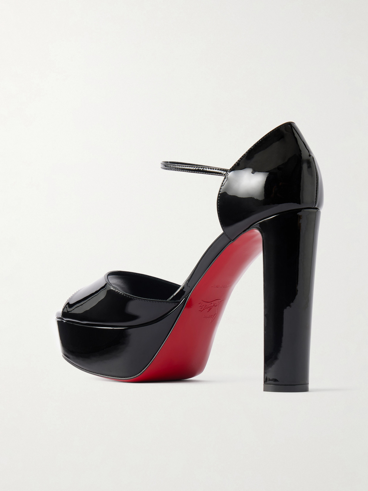 Christian Louboutin Sandaloo 130 Mirrored-leather Platform Sandals In Black