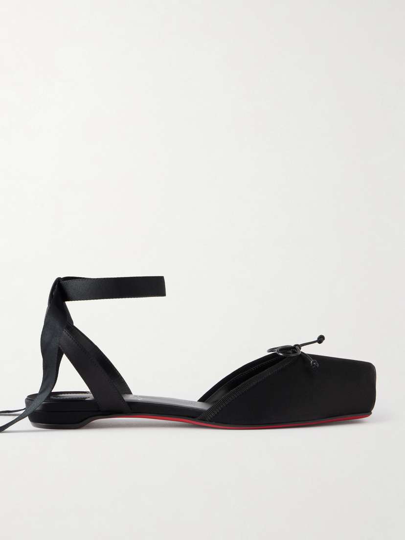 Christian Louboutin Cassia Bow-detailed Grosgrain-trimmed Satin Flats | Thumbnail 6