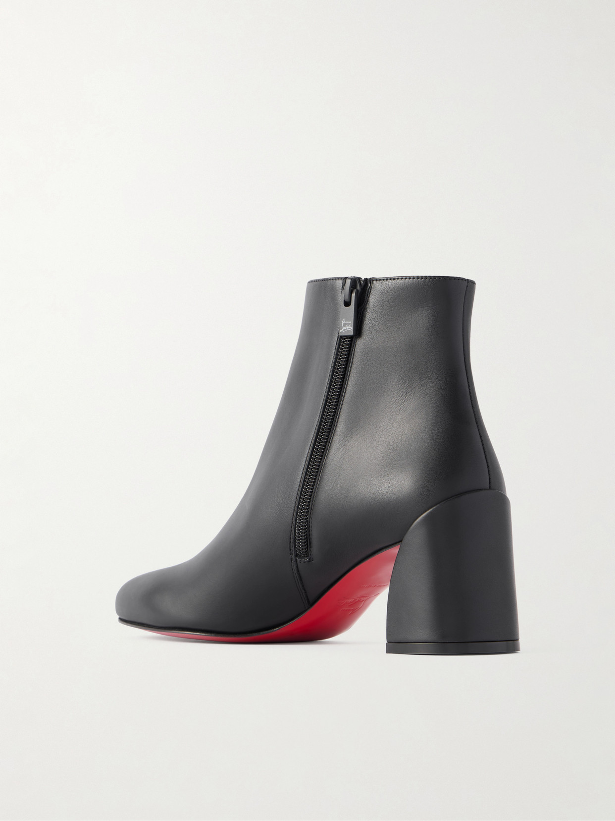 Christian Louboutin Turela Leather Side-zip Red Sole Booties In Black