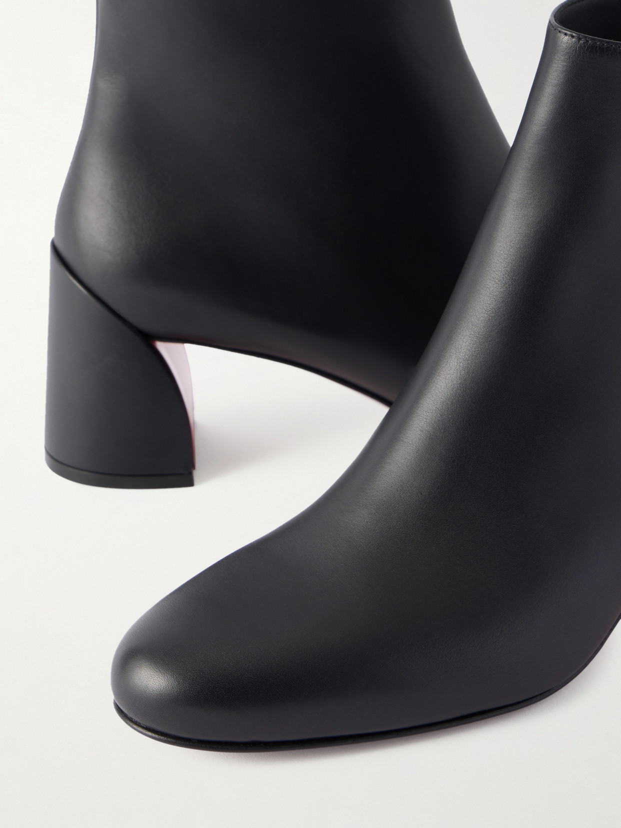Christian Louboutin Turela Leather Side-zip Red Sole Booties In Black