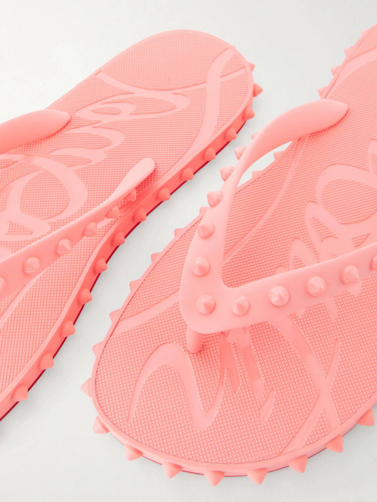 Christian Louboutin Super Loubi Flip Spiked Thong Sandals In Pink