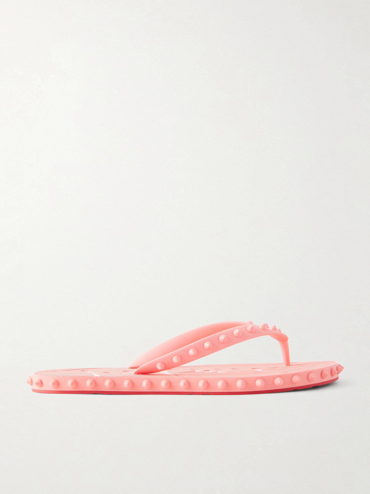 Christian Louboutin Super Loubi Studded Rubber Flip Flops In Pink