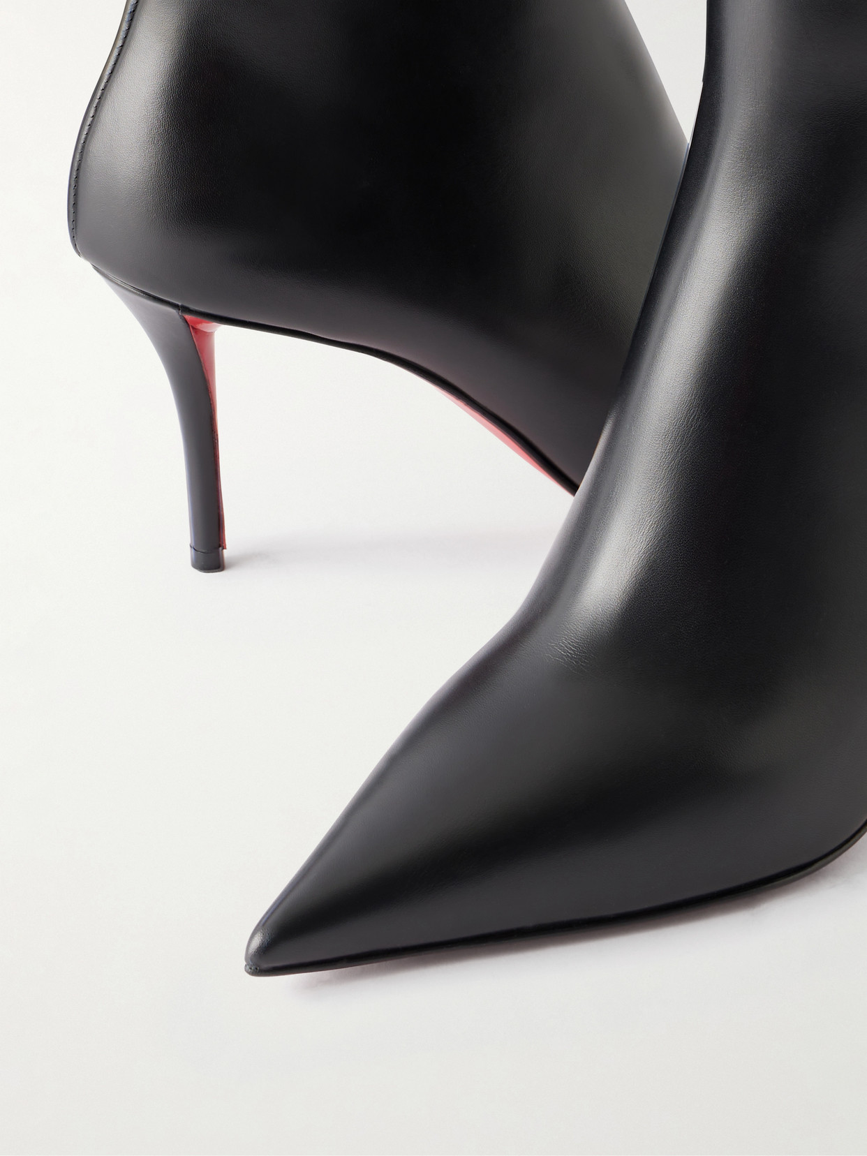 Christian Louboutin So Apostropha Suede Red Sole Stiletto Booties In Black
