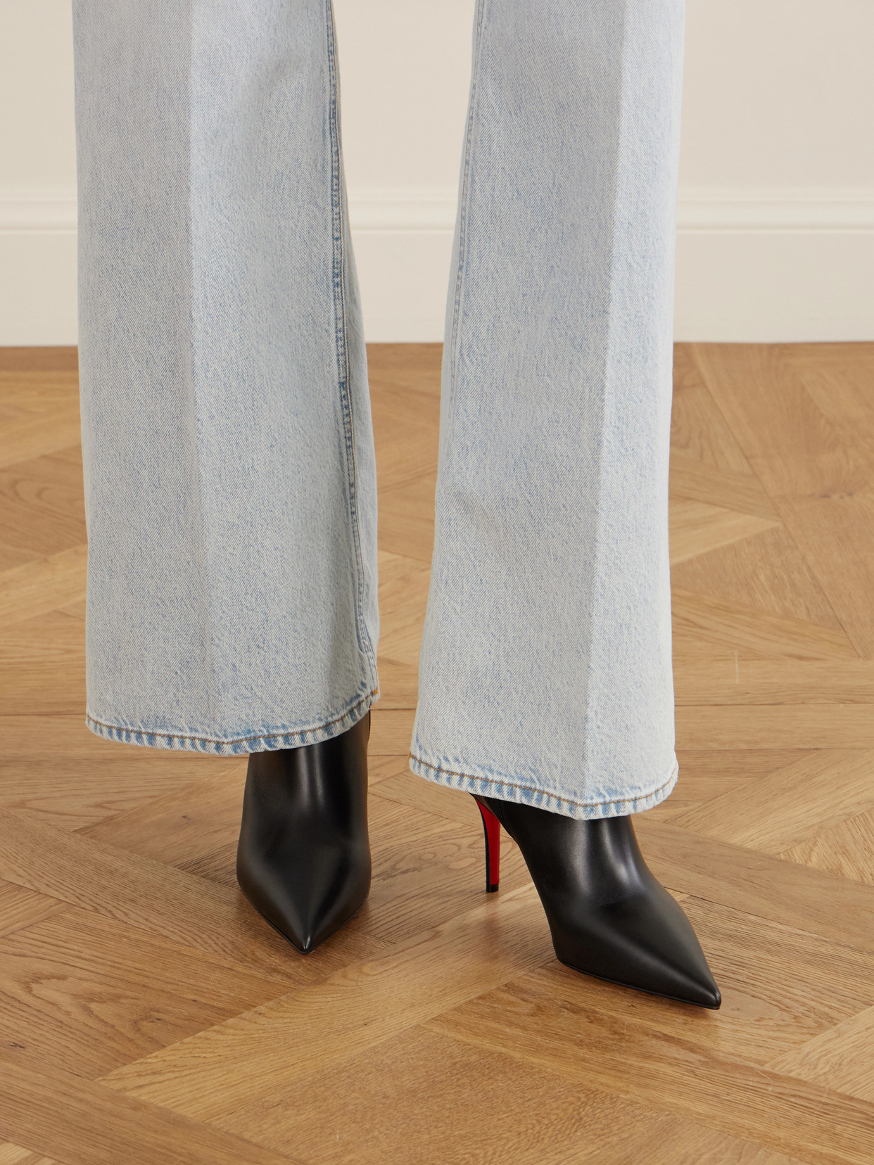 Christian Louboutin So Apostropha Suede Red Sole Stiletto Booties In Black