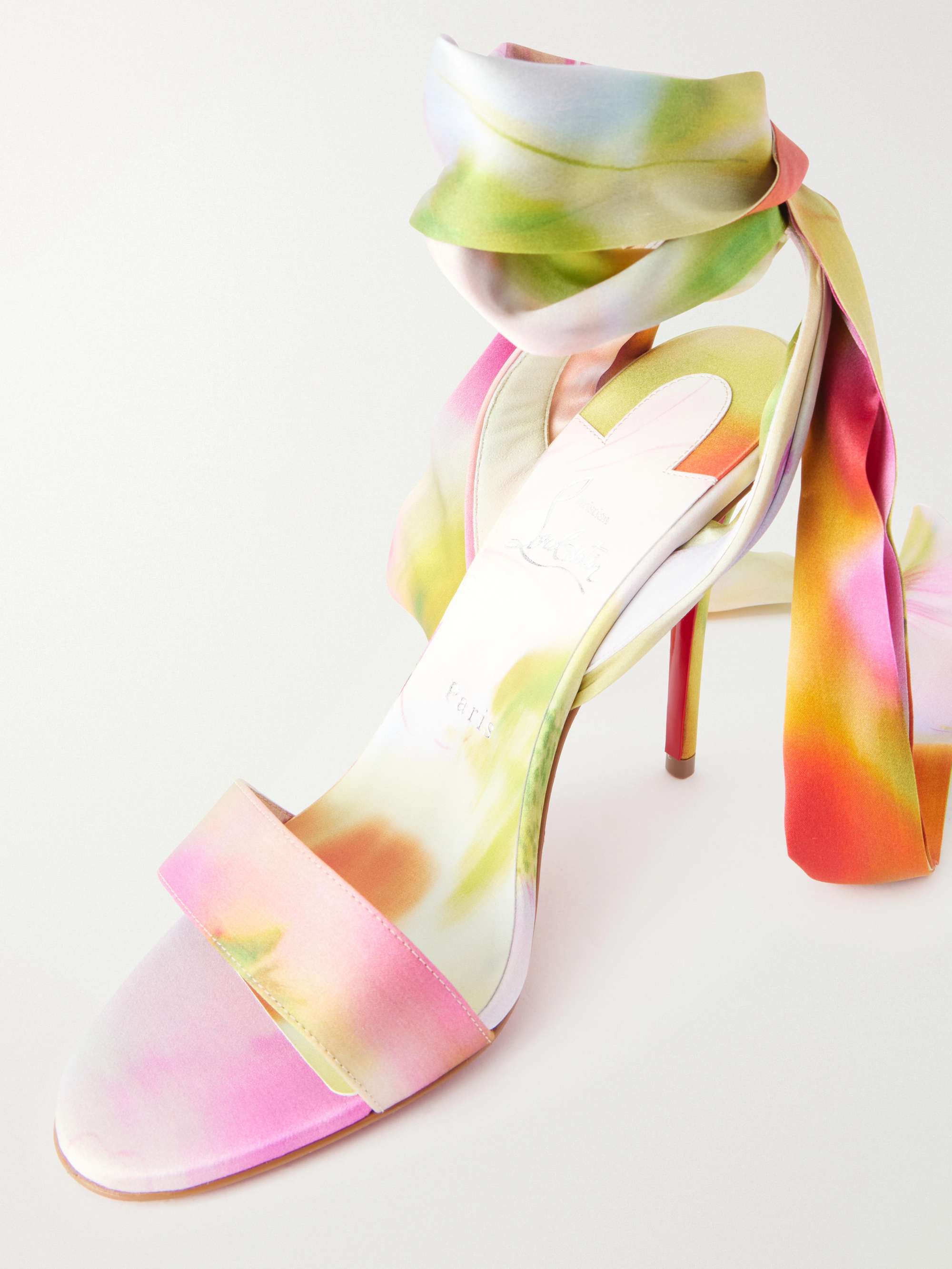 CHRISTIAN LOUBOUTIN Miss Z 100 printed satin sandals | NET-A-PORTER