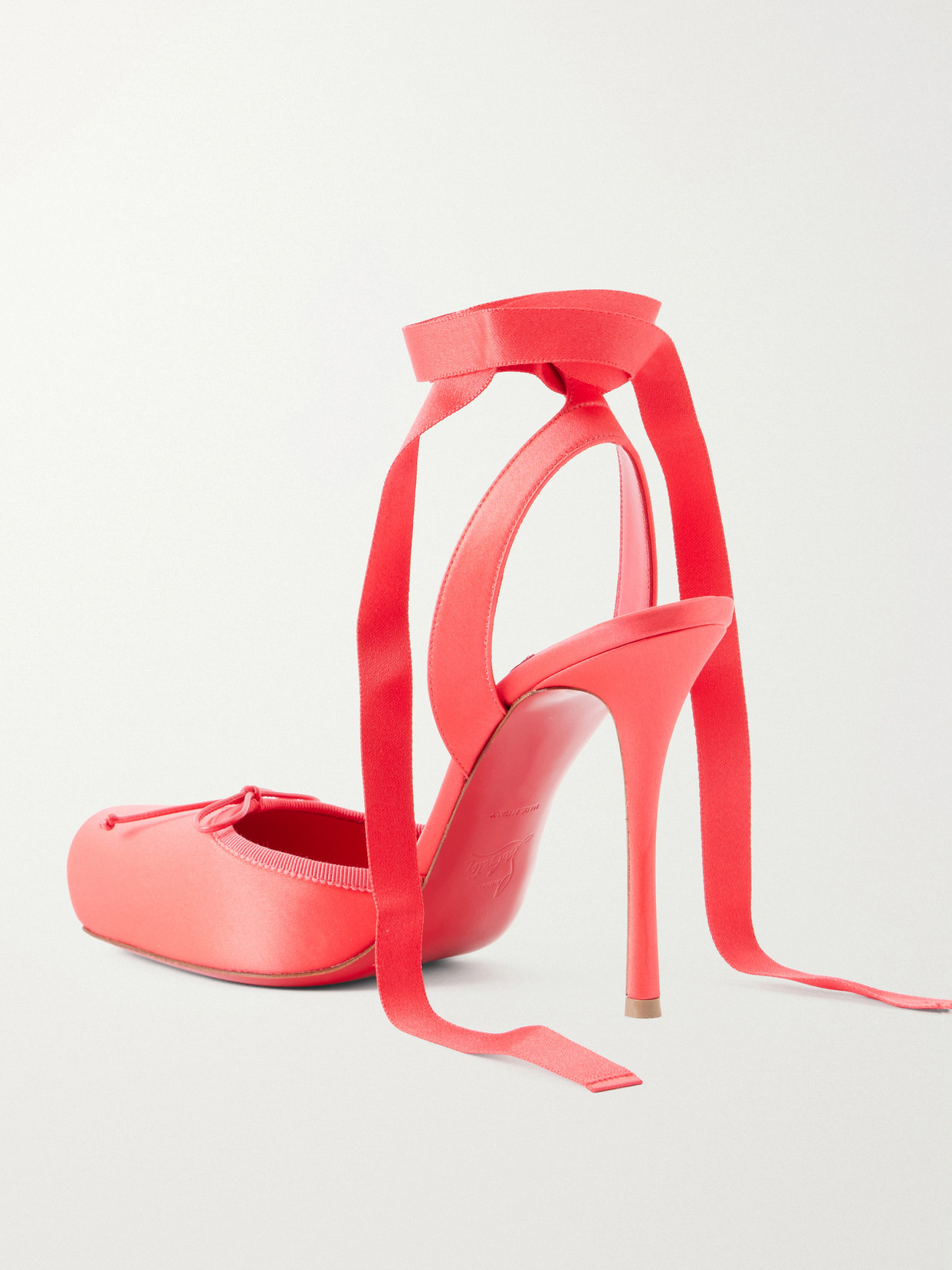 Cassia Lace Up 100 Crepe Satin Squared Toe Ballerina Pump