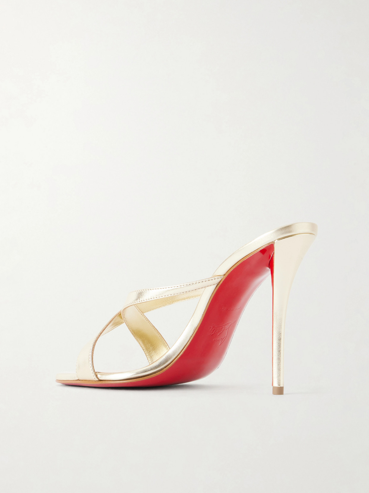 Christian Louboutin 80mm Mulazee Metallic Leather Sandals In Gold