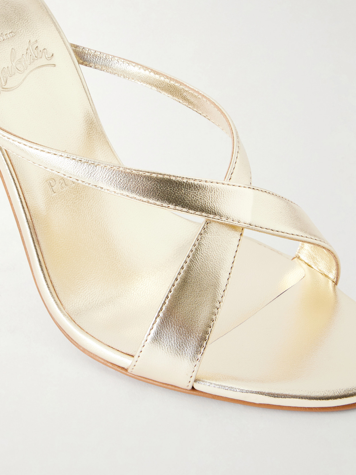 Christian Louboutin 80mm Mulazee Metallic Leather Sandals In Gold