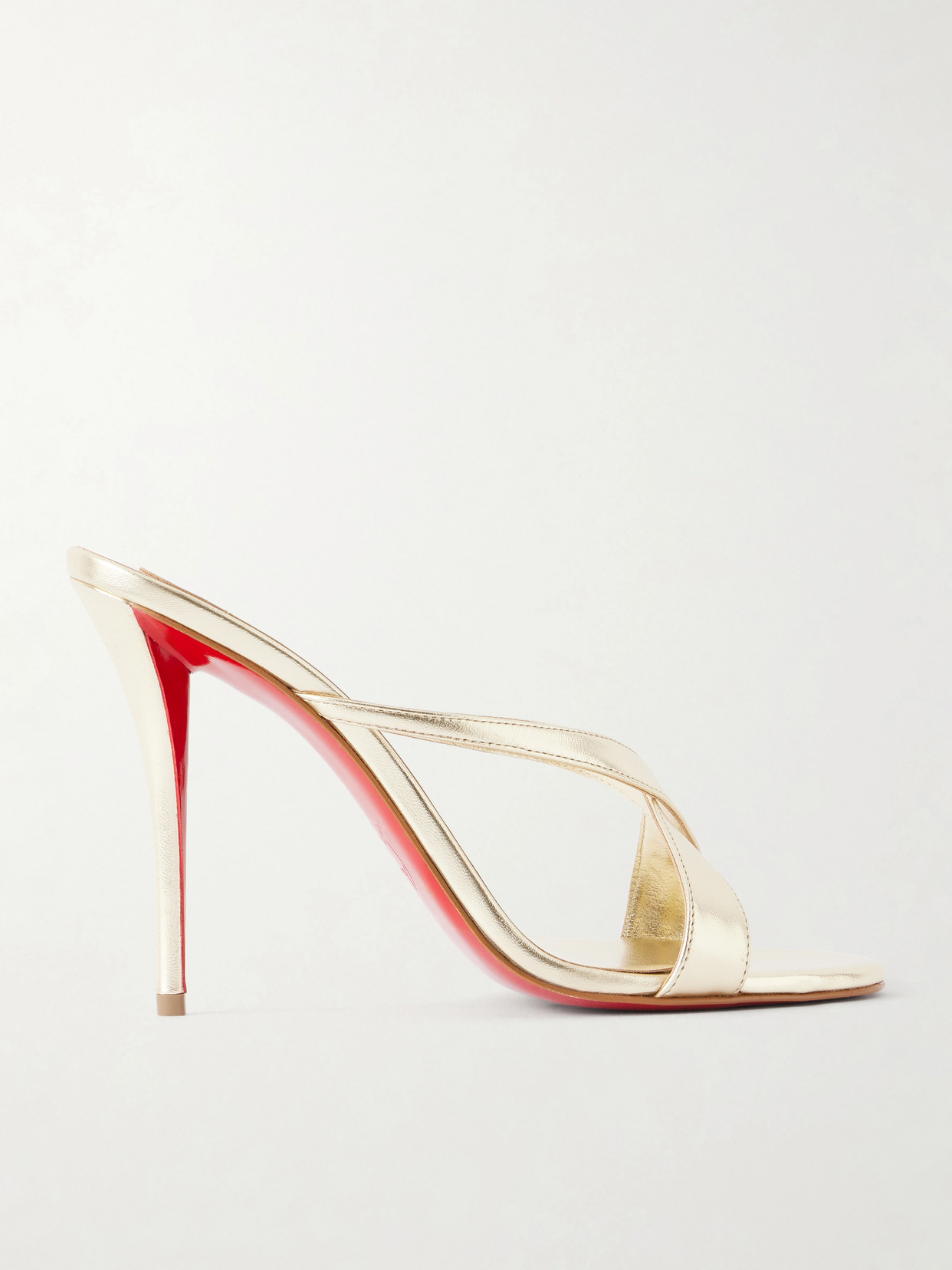 Christian Louboutin 80mm Mulazee Metallic Leather Sandals In Gold