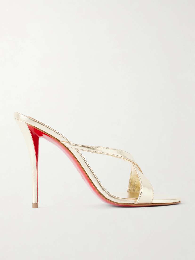 Christian Louboutin Mulazee Cross 100 Metallic Leather Mules