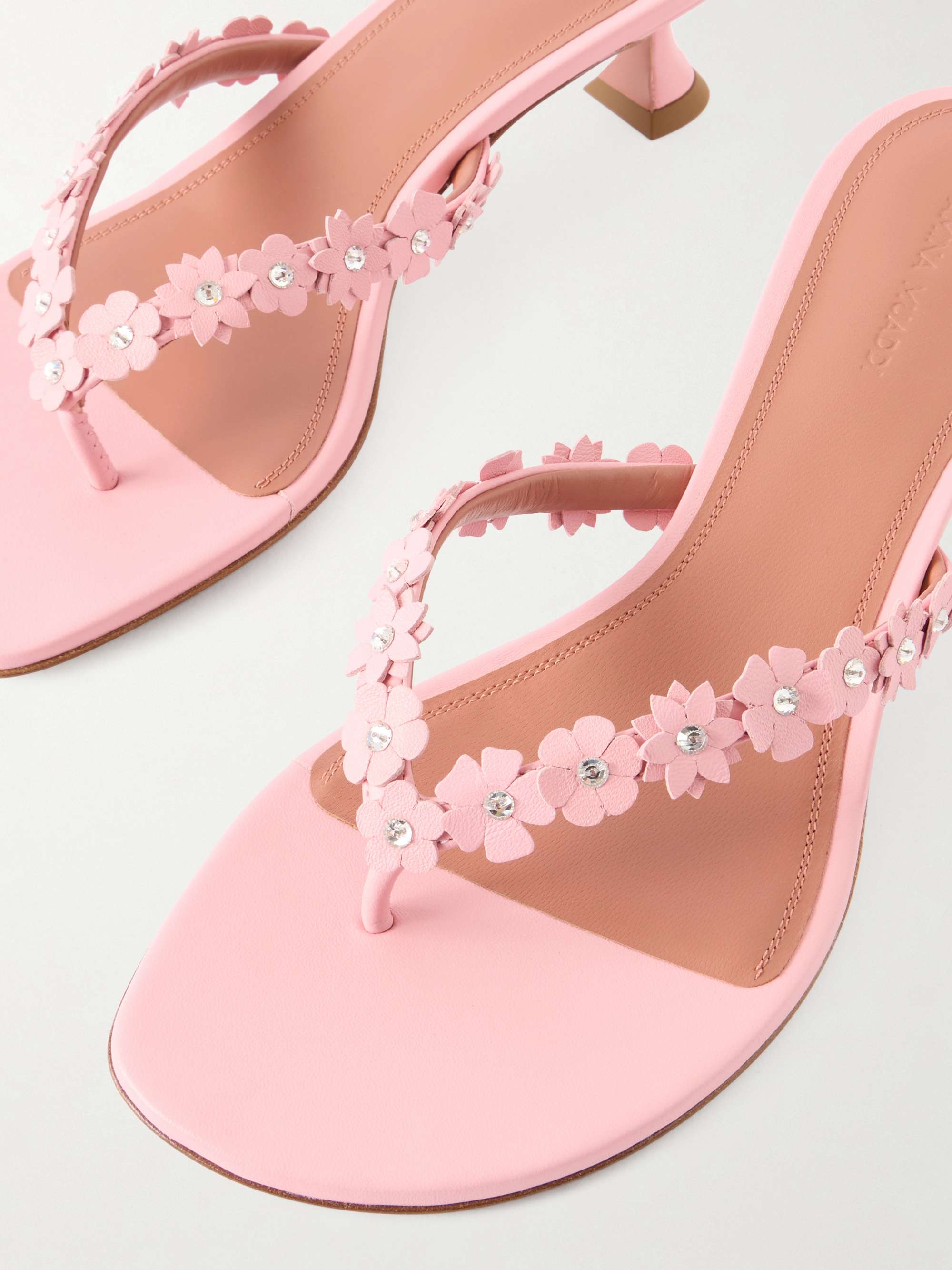 AMINA MUADDI Janis 45 crystal-embellished leather thong sandals
