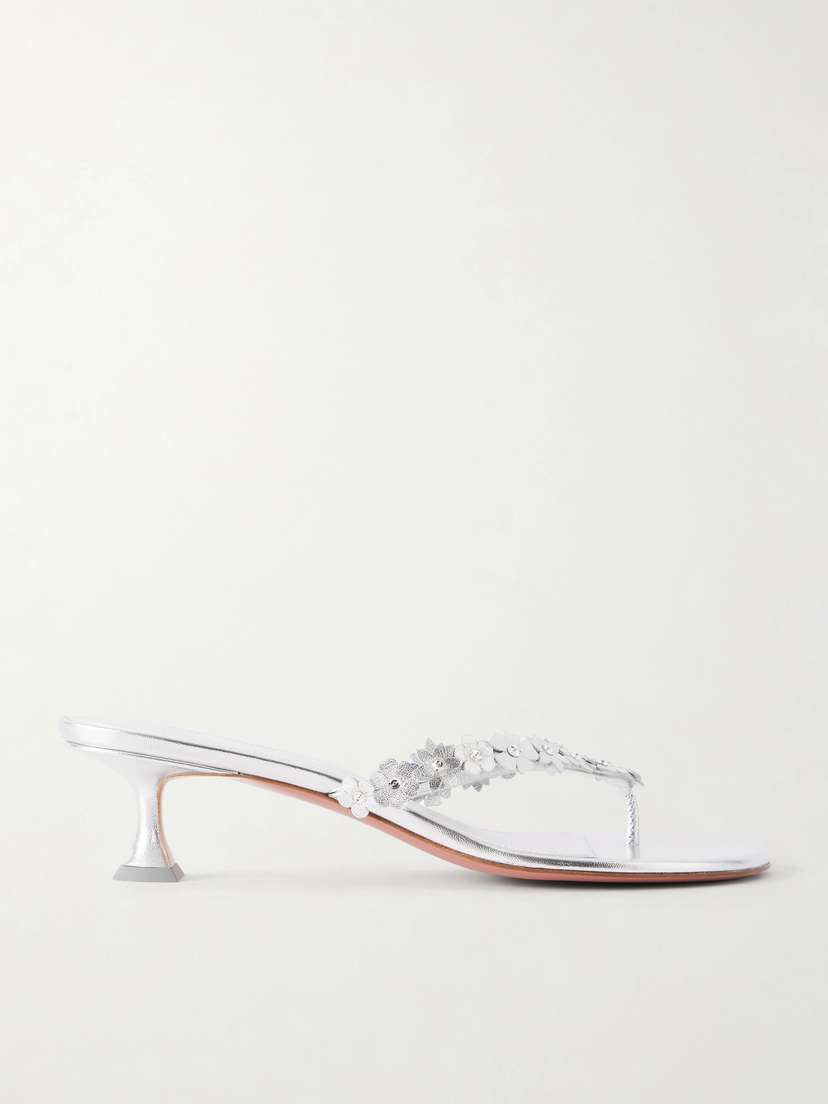 Amina Muaddi Janis 45 Crystal-embellished Leather Thong Sandals
