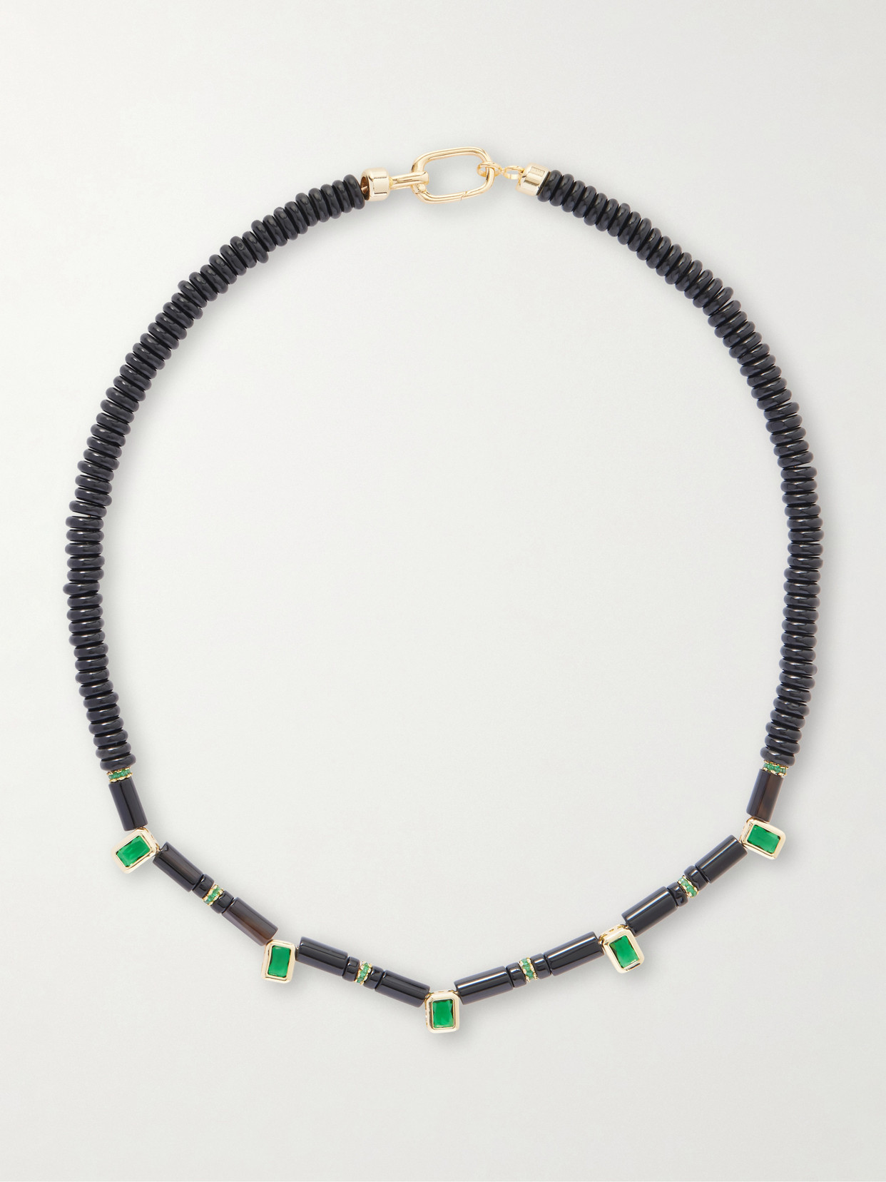 Martha Calvo Noir Gold-tone Crystal Beaded Necklace In Black