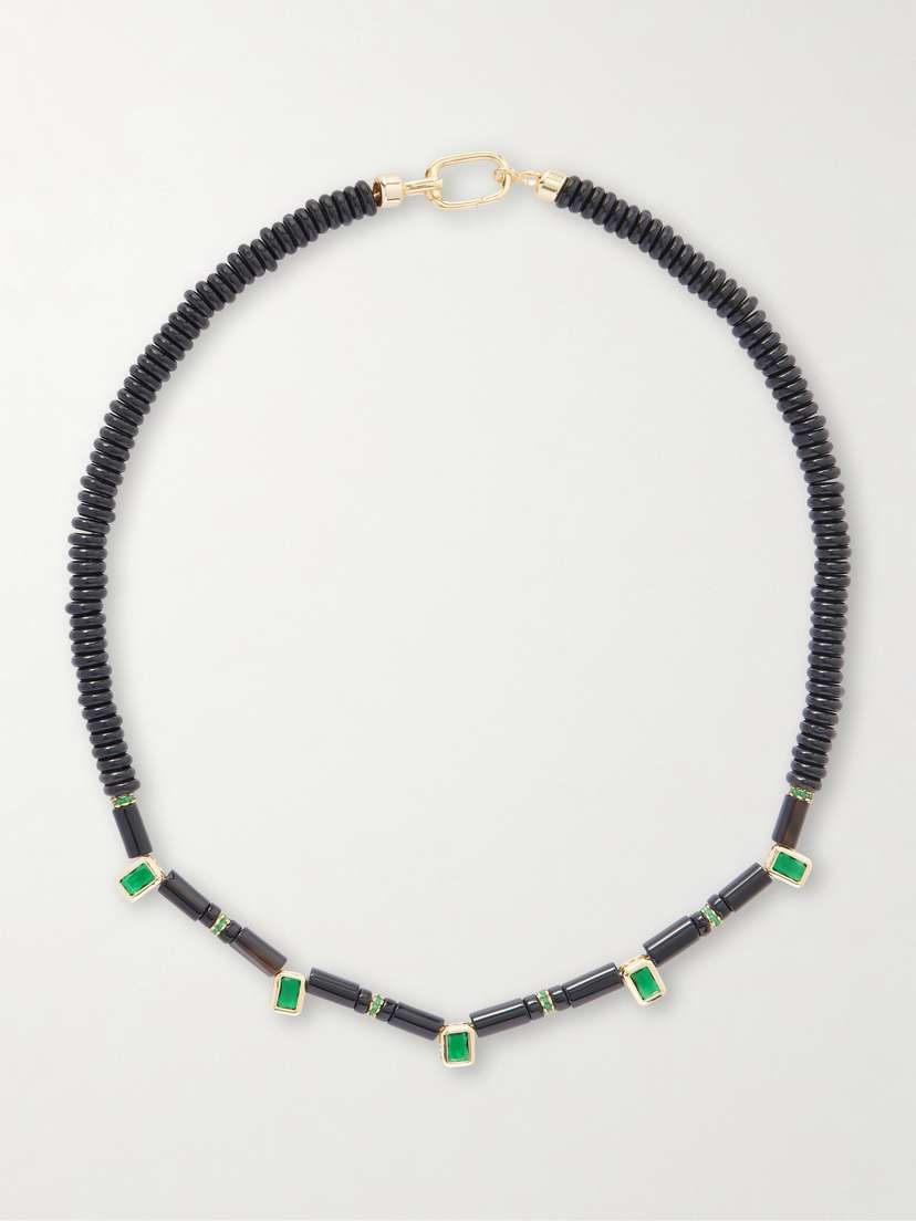 Martha Calvo Noir Gold-tone Crystal Beaded Necklace