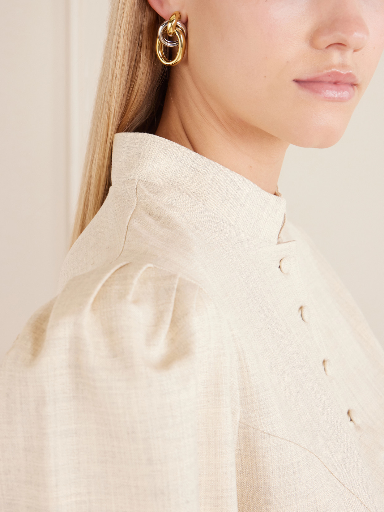 Two Tone Ami Gold And Rhodium-Plated Earrings