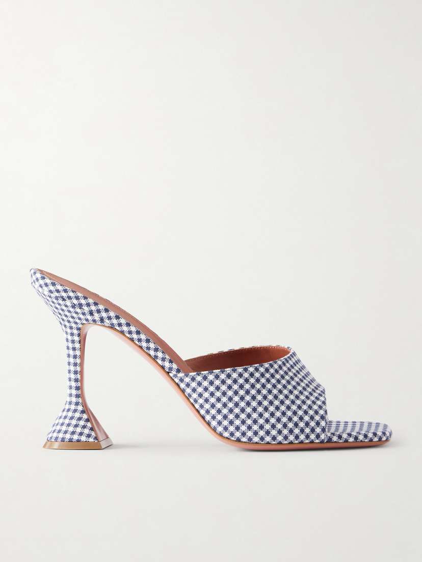 Amina Muaddi Lupita 95 Gingham Woven Mules