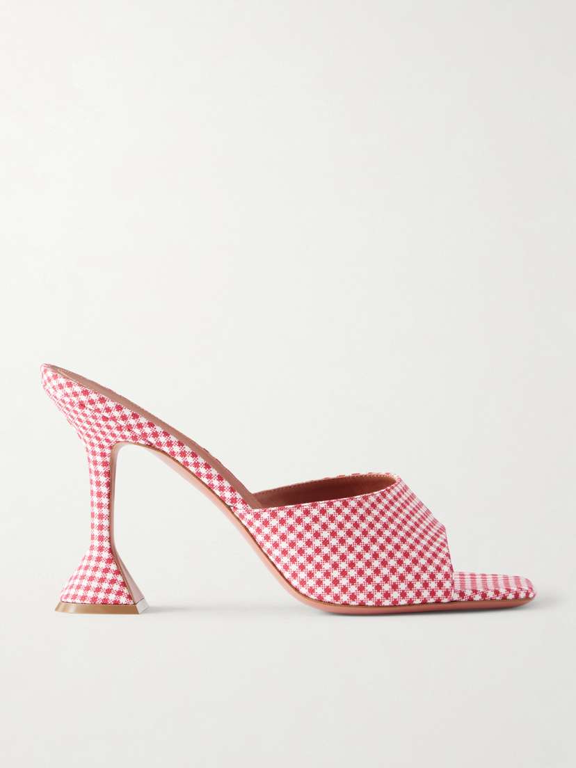 Amina Muaddi Lupita 95 Gingham Woven Mules