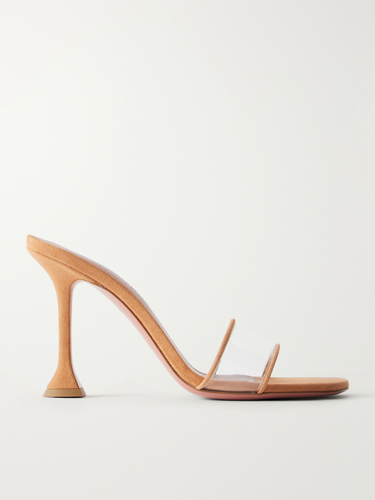 Amina Muaddi Andrea 95 Leather Mules In Neutral