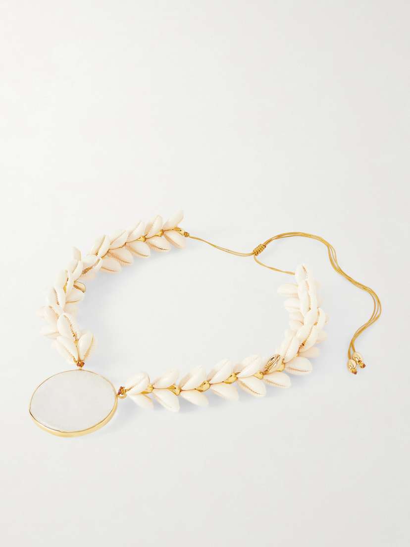 TOHUM Concha Gold-plated, Shell And Crystal Necklace