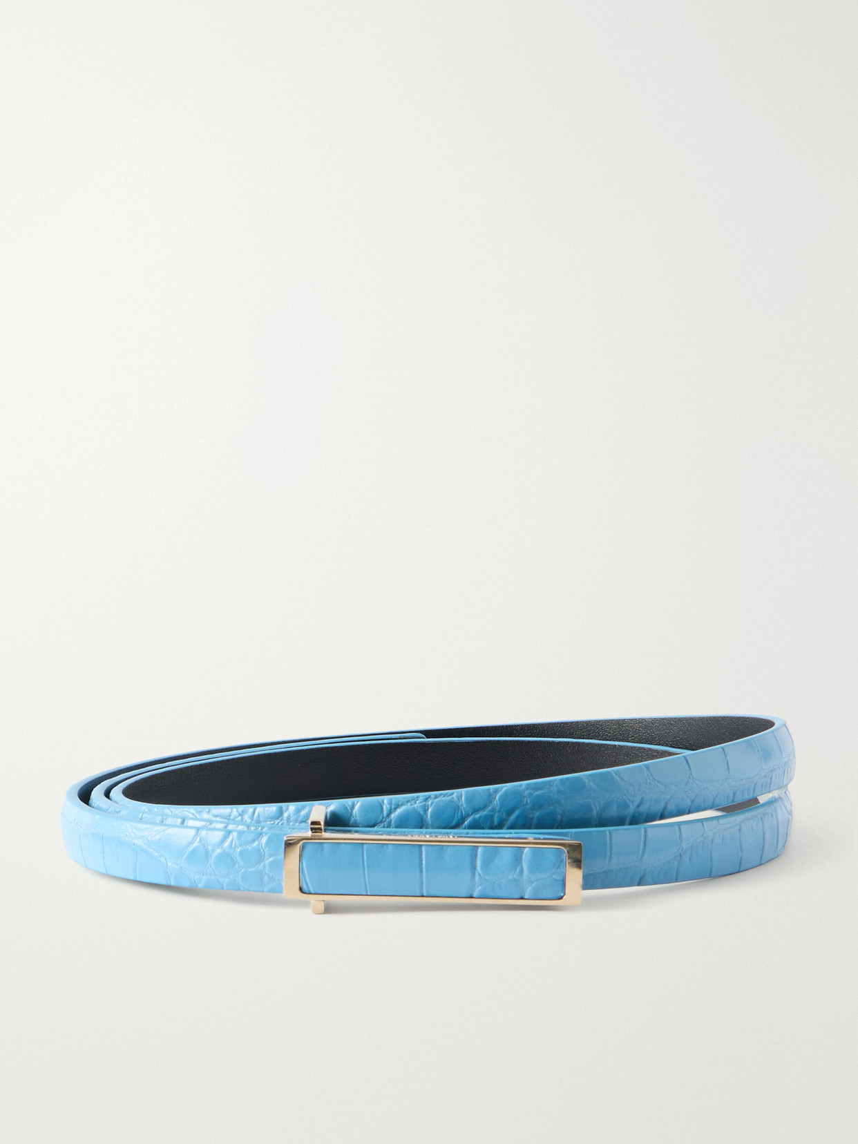 Tom Ford Croc-effect Leather Belt In Blue
