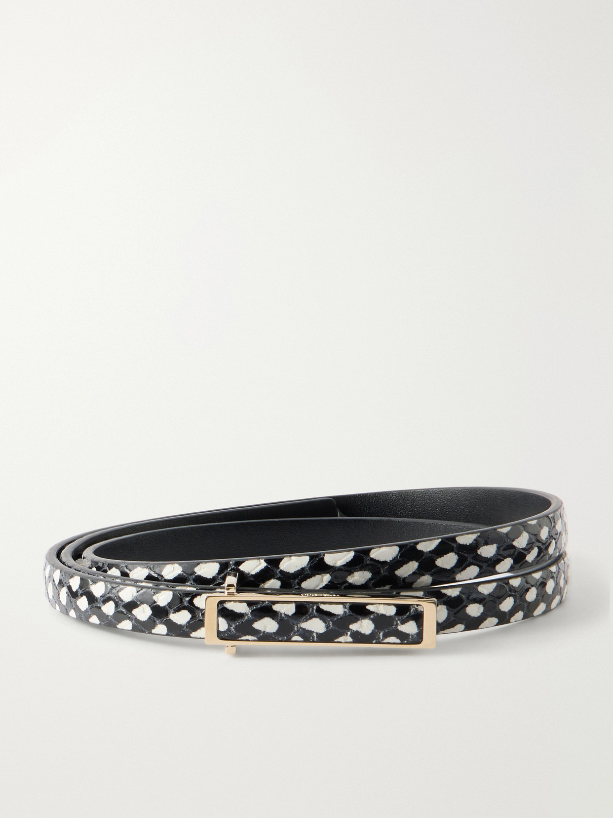 Tom Ford Snake-effect Leather Belt In Black