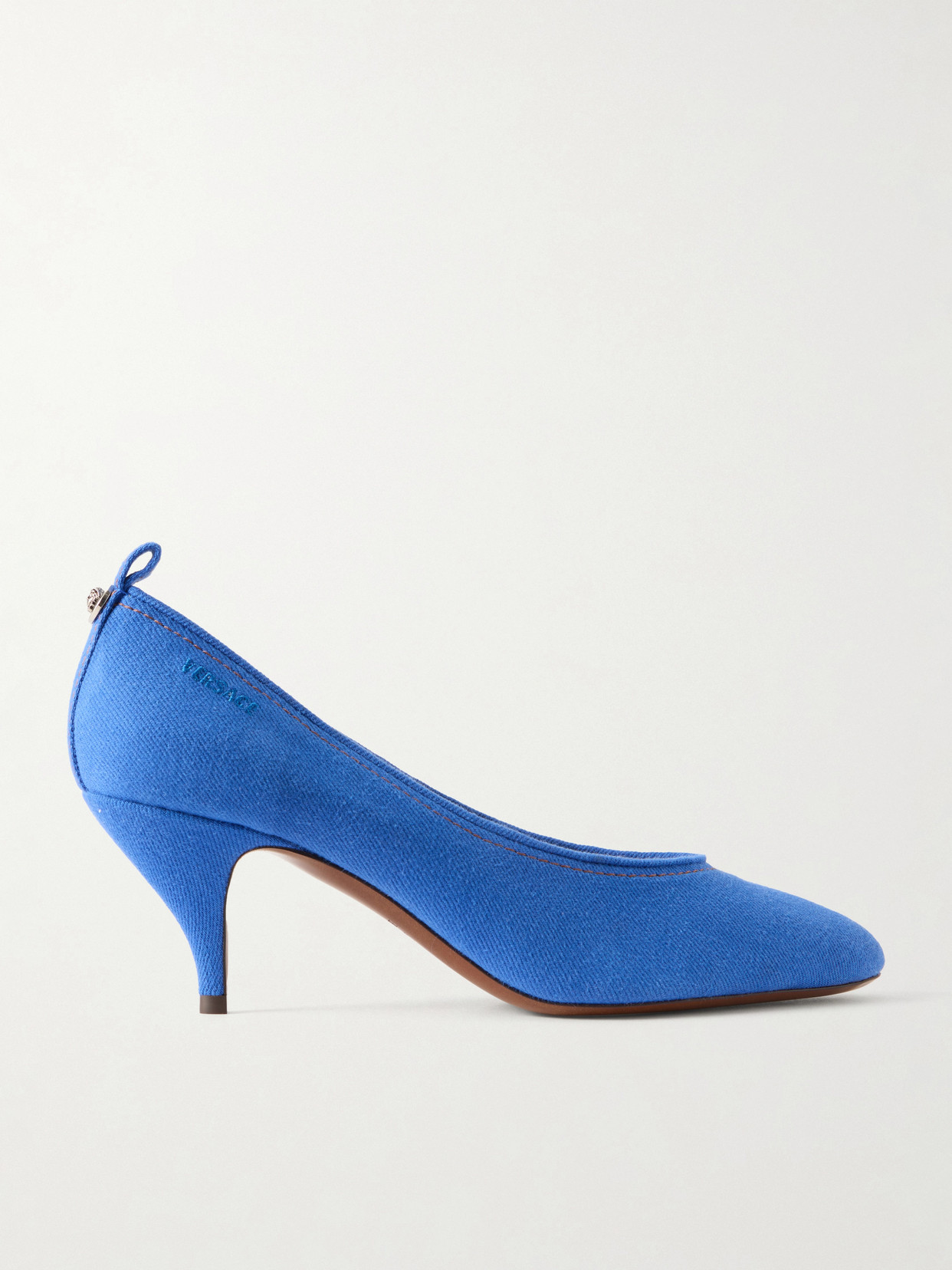 Versace Tina 65 Mm Denim Pumps In Blue