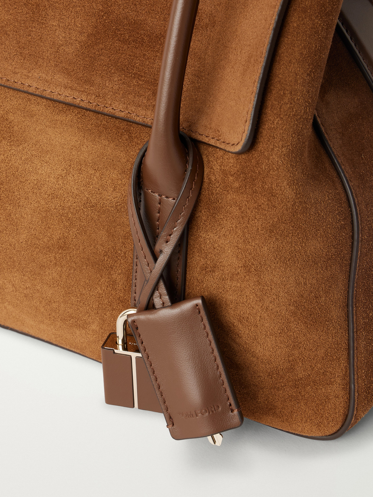 Tom Ford Medium Eclipse Suede Shoulder Bag In Brown