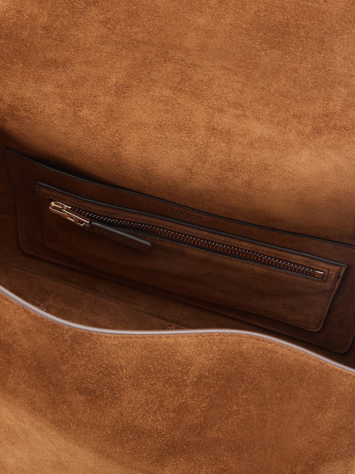 Tom Ford Medium Eclipse Suede Shoulder Bag In Brown