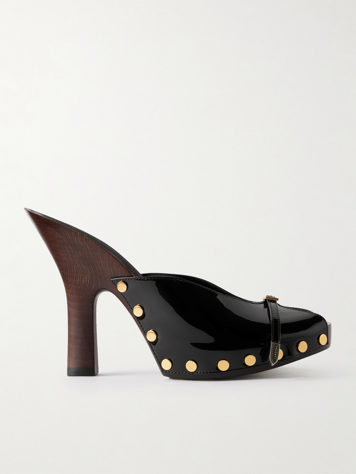 Versace Sassi Sabots Vernis 105 Mm In Black