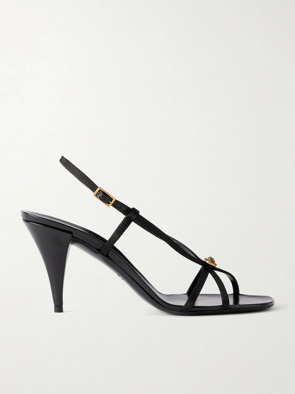 Versace 80 Satin Logo-embellished Sandals In Black