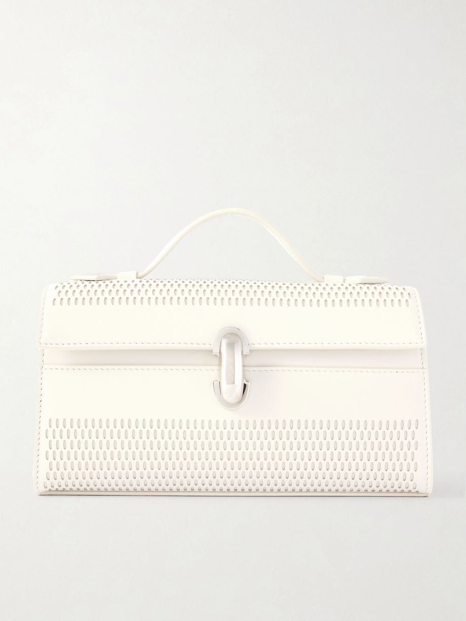 Symmetry laser-cut leather clutch