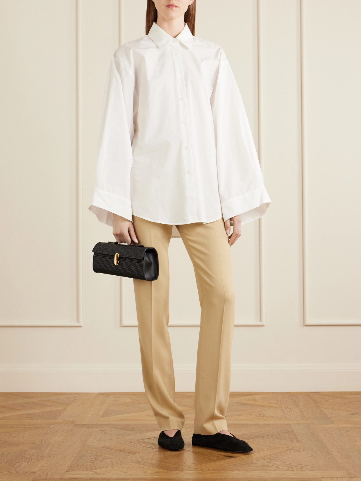 Slim Symmetry Woven Leather Tote