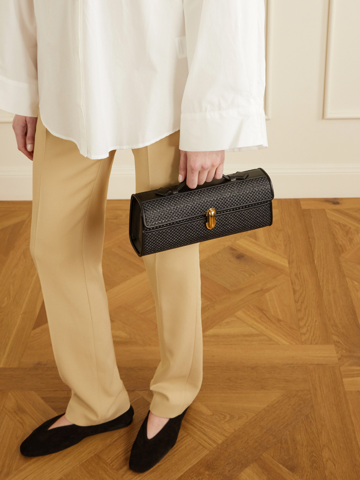 Slim Symmetry Woven Leather Tote
