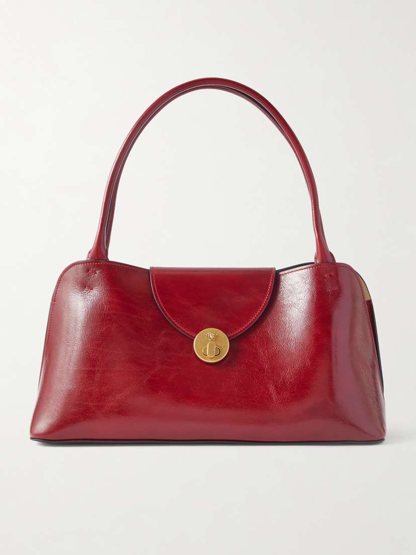 Versace Vivian Medium Glossed-leather Shoulder Bag